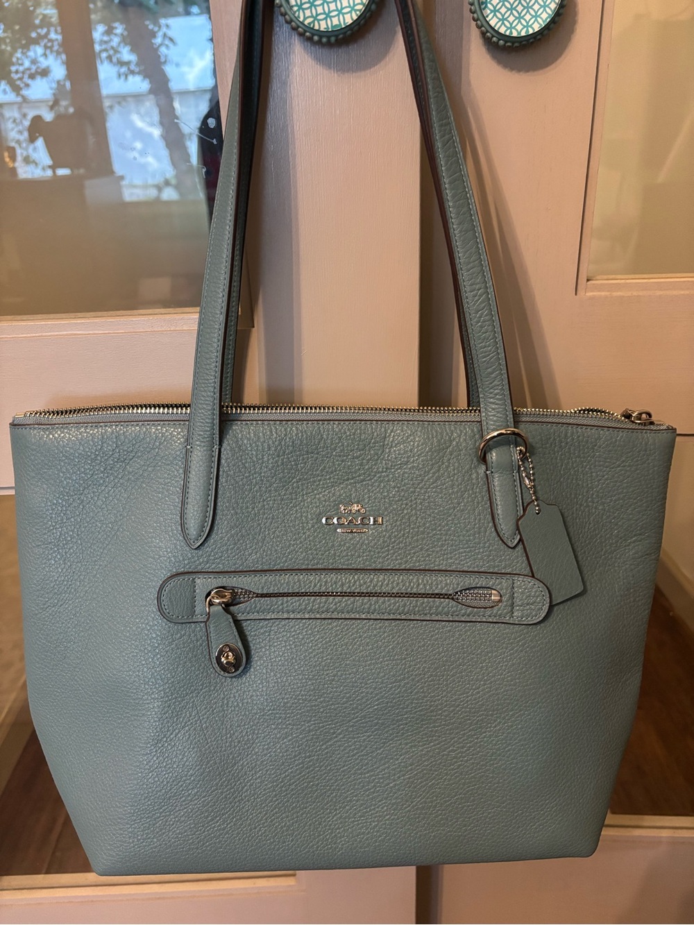 Coach Pebbled Leather Taylor tote marine